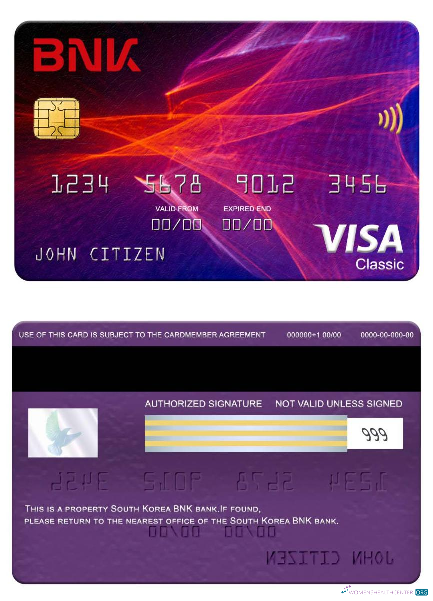 Download South Korea BNK bank visa classic card Photoshop template